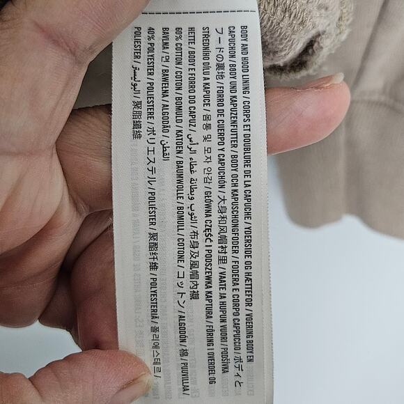 Hollister Hoodie Men Medium khaki Fleece Heavyweight Pullover Sweatshirt Casual - Picture 5 of 10